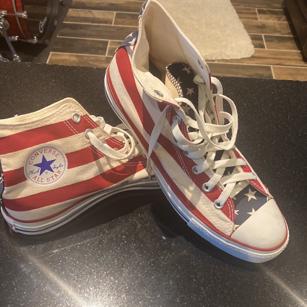 Star and bars Converse hi-top shoes